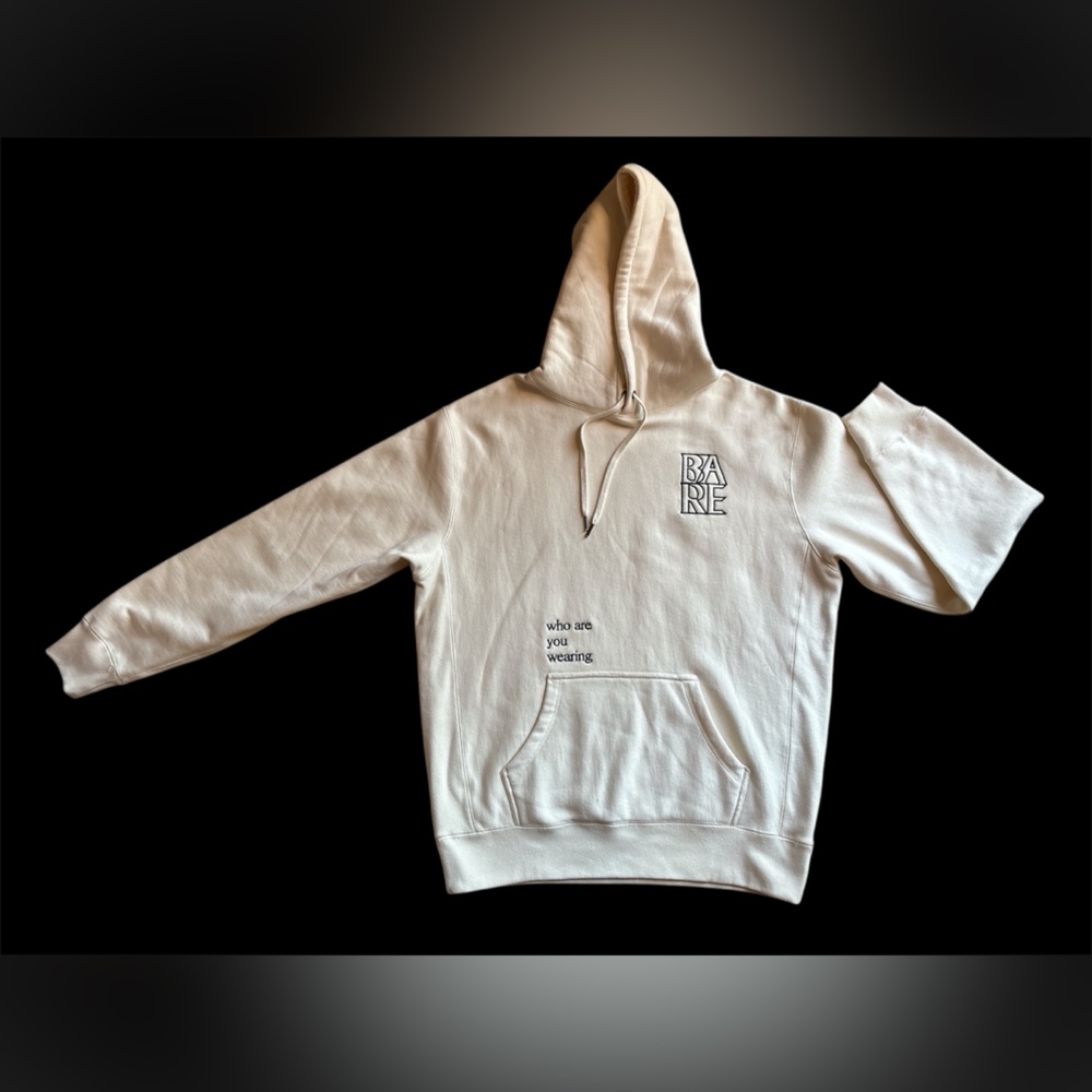 BARE x Independent Trading‎ Co Cream Hoodie Large “Who Are You Wearing” NWOT